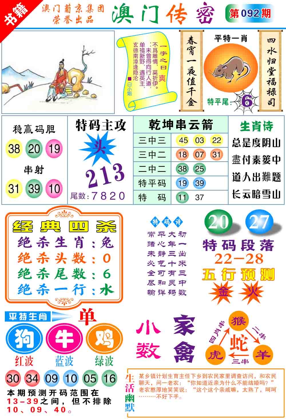 092期澳门传密心水[图]